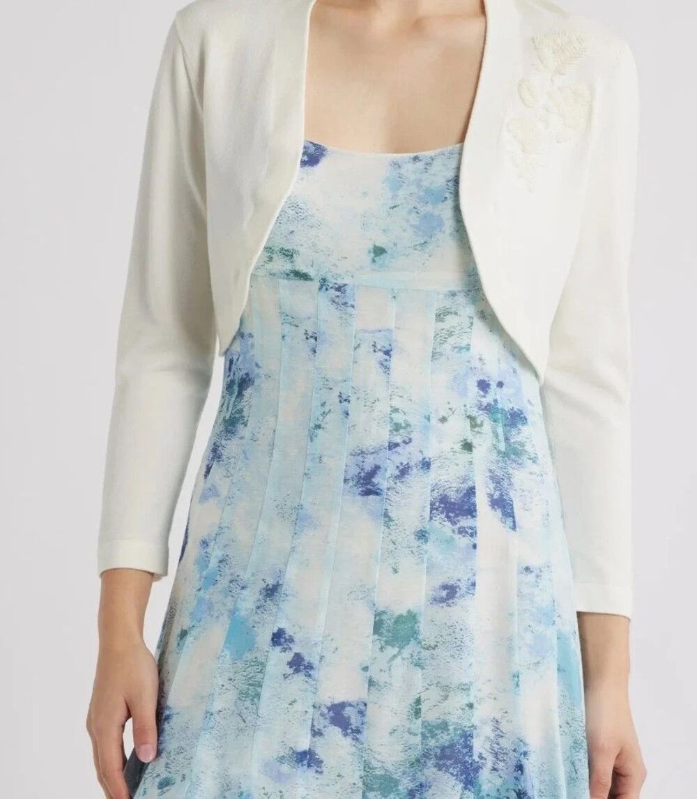 Kay Unger Kelly Cardigan Shrug Embellished Ivory Size Large